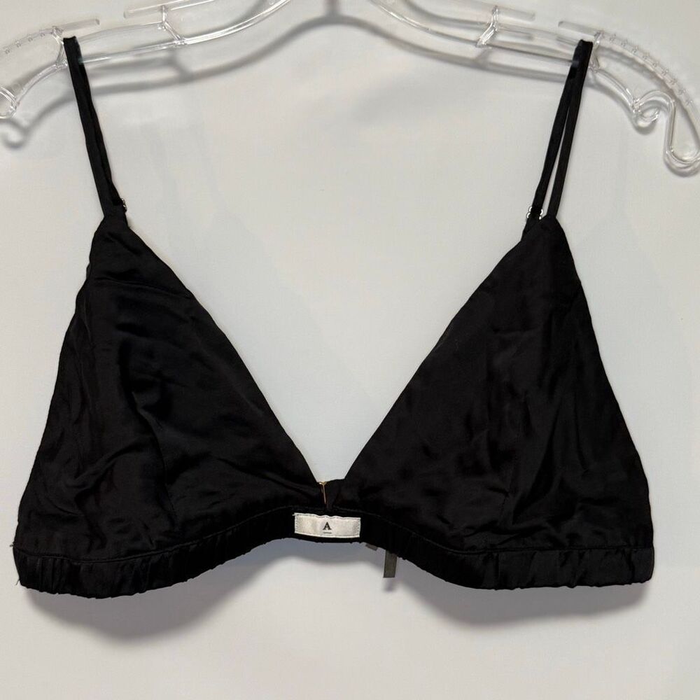 M By Anthropologie silky triangle bra in black size large NWOT